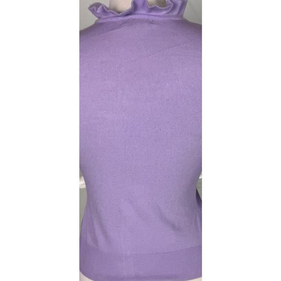 New York & Company Womens Small Light Purple Ruffled Cardigan Sweater - Picture 5 of 7